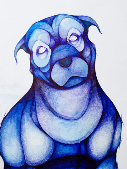 Terrier Portrait in Blue